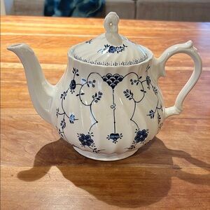 Churchill Blue and White Ceramic Teapot vintage
